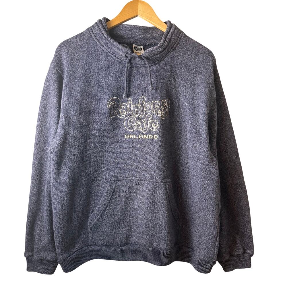 Vintage Rainforest Cafe Sweater Mens Large Gray Orlando Thick Cozy Mock Neck